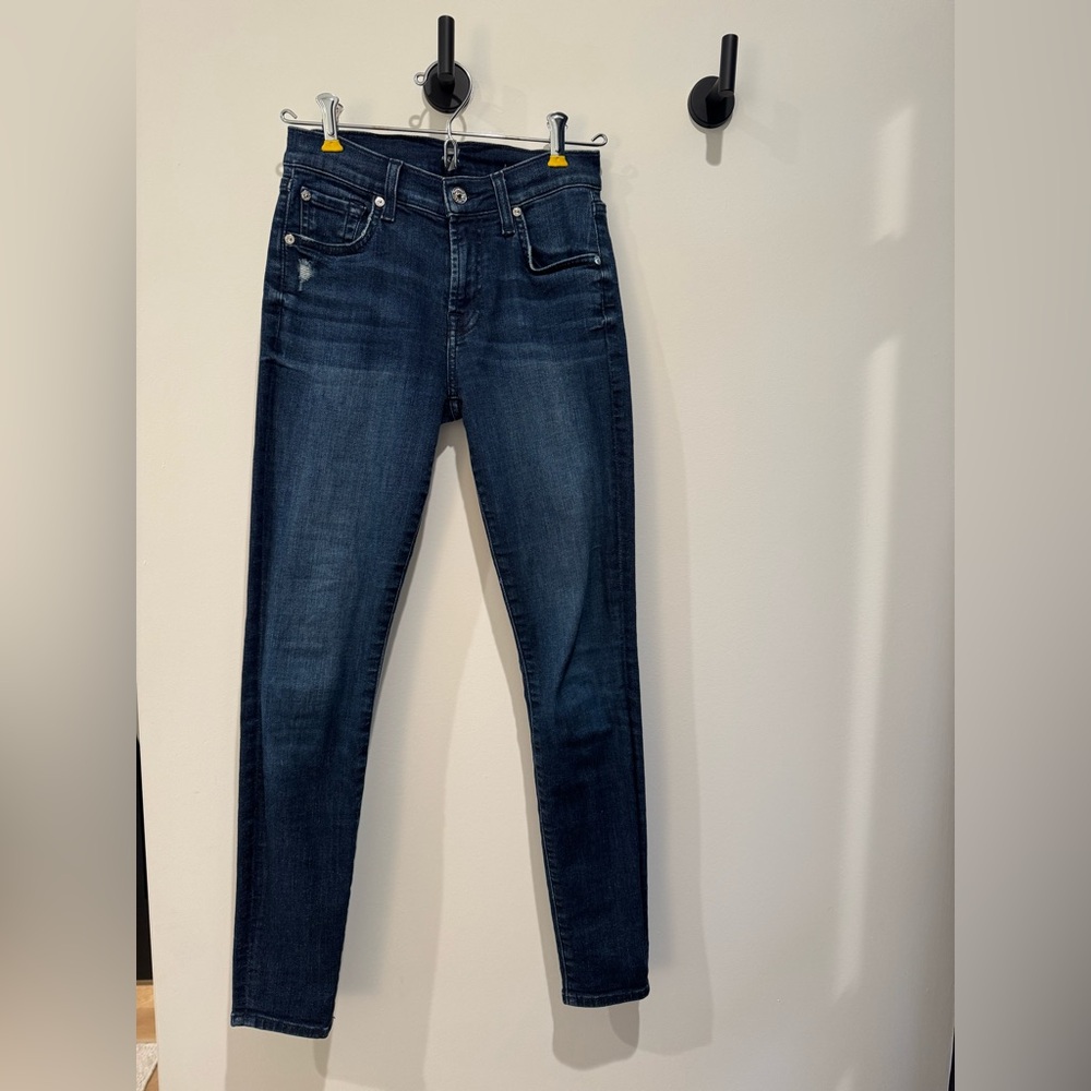 Dark blue mid-rise 7 for all mankind jeans, size 24